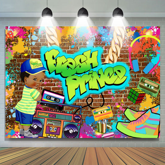 Lofaris Fresh Prince Graffiti Wall Baby Shower Backdrop For Boy