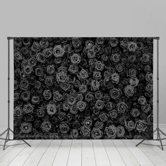Lofaris Full Black Roses Gothic Happy Valetines Day Backdrop