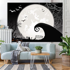 Lofaris Full Moon Bat Pimpkin Spooky Night Backdrop for Party