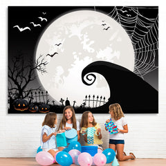 Lofaris Full Moon Bat Pimpkin Spooky Night Backdrop for Party