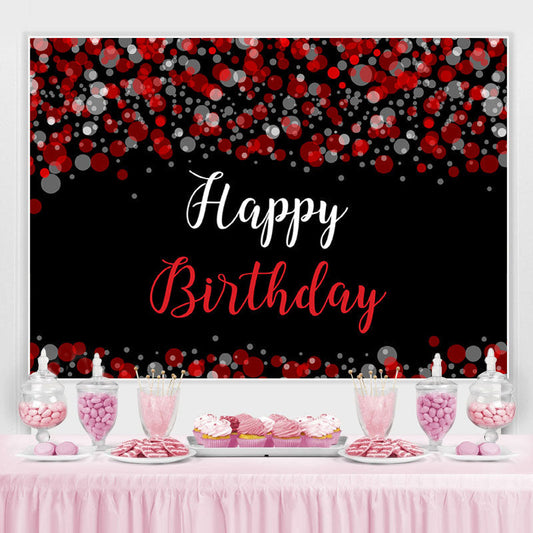 Lofaris Fuzzy Red Grey Bubble Themed Happy Birthday Backdrop