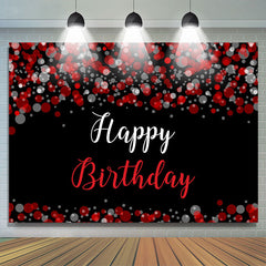 Lofaris Fuzzy Red Grey Bubble Themed Happy Birthday Backdrop