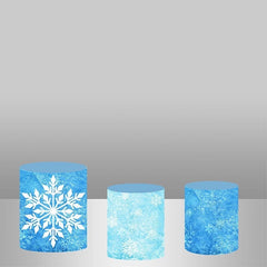 Lofaris Fuzzy Snow Winter Backdrop Plinth Cylinder Cover Kit