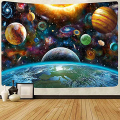 Lofaris Galactic Planet Galaxy Trippy 3D Printed Wall Tapestry