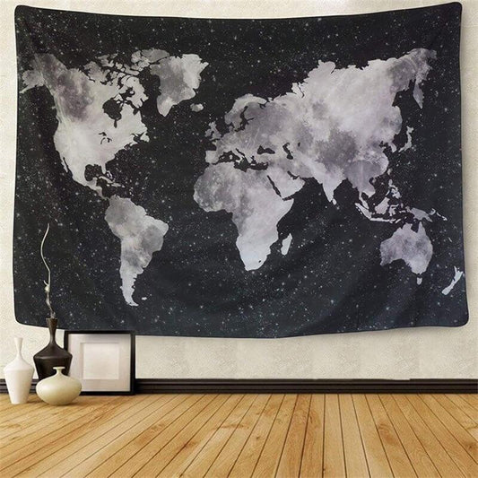 Lofaris Galaxy Black And White 3D Printed Family Wall Tapestry