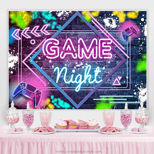 Lofaris Game Night Graffiti Light Colorful Birthday Backdrop