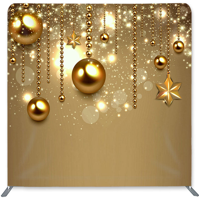 Lofaris Giltter Gold Balls Double-Sided Backdrop for Christmas