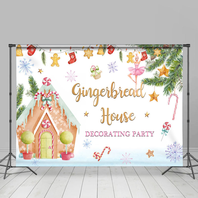Lofaris Gingerbread House Winter Snowflake Decorating Party Backdrop