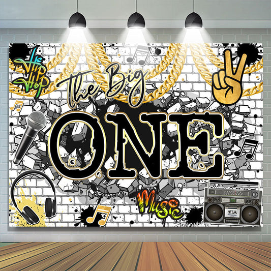 Lofaris Giraffe Hip Hop Rock The Big One Happy Birthday Backdrop