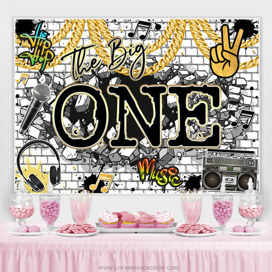 Lofaris Giraffe Hip Hop Rock The Big One Happy Birthday Backdrop