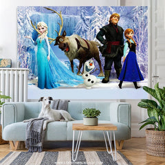Lofaris Girl Frozen Elsa Princess Happy Birthday Party Backdrop