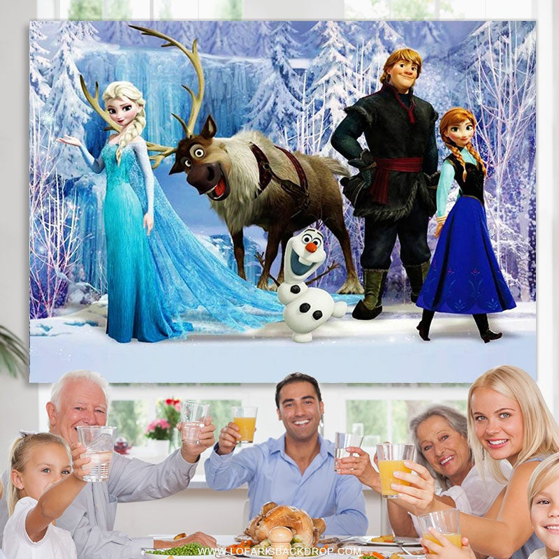 Lofaris Girl Frozen Elsa Princess Happy Birthday Party Backdrop