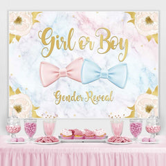 Lofaris Girl or Boy Pink Blue Bows Backdrop for Baby Shower