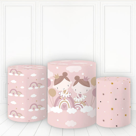 Lofaris Girls Rainbow Pedestal Cover Pink Theme Cake Table