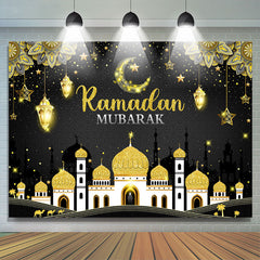 Lofaris Glitter And Black-Golden Ramadan Mubarak Backdrop