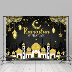 Lofaris Glitter And Black-Golden Ramadan Mubarak Backdrop