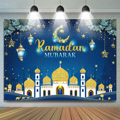 Lofaris Glitter And Bule Starry Sky Ramadan Mubarak Backdrop