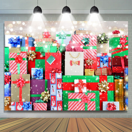 Lofaris Glitter And Colorful Christmas Gifts Backdrop For Kids