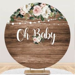 Lofaris Glitter And Floral Oh Baby Round Shower Backdrop