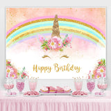 Load image into Gallery viewer, Lofaris Glitter And Floral Unicorn Happy Birthday Backdrop