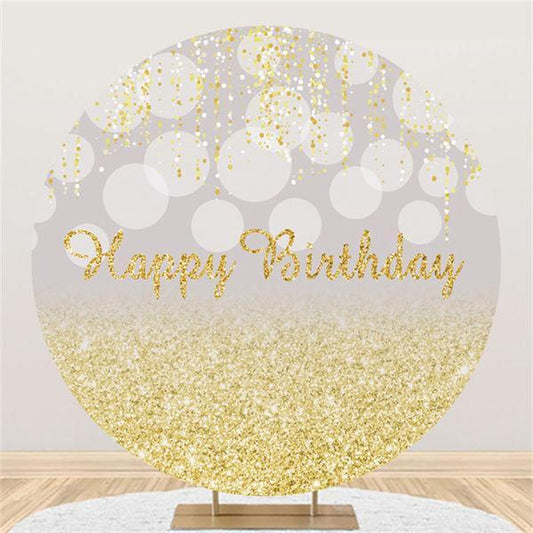 Lofaris Glitter And Golden Cute Happy Birthday Round Backdrop