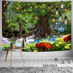 Lofaris Glitter And Green Forest Valentine’s Wall Tapestry