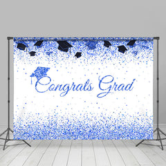 Lofaris Glitter And Navy Blue Congrats Grad Themed Backdrop