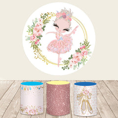 Lofaris Glitter And Pink Ballet Girl Theme Round Backdrop Kit
