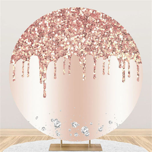 Lofaris Glitter And Pink Simple Circle Happy Birthday Backdrop