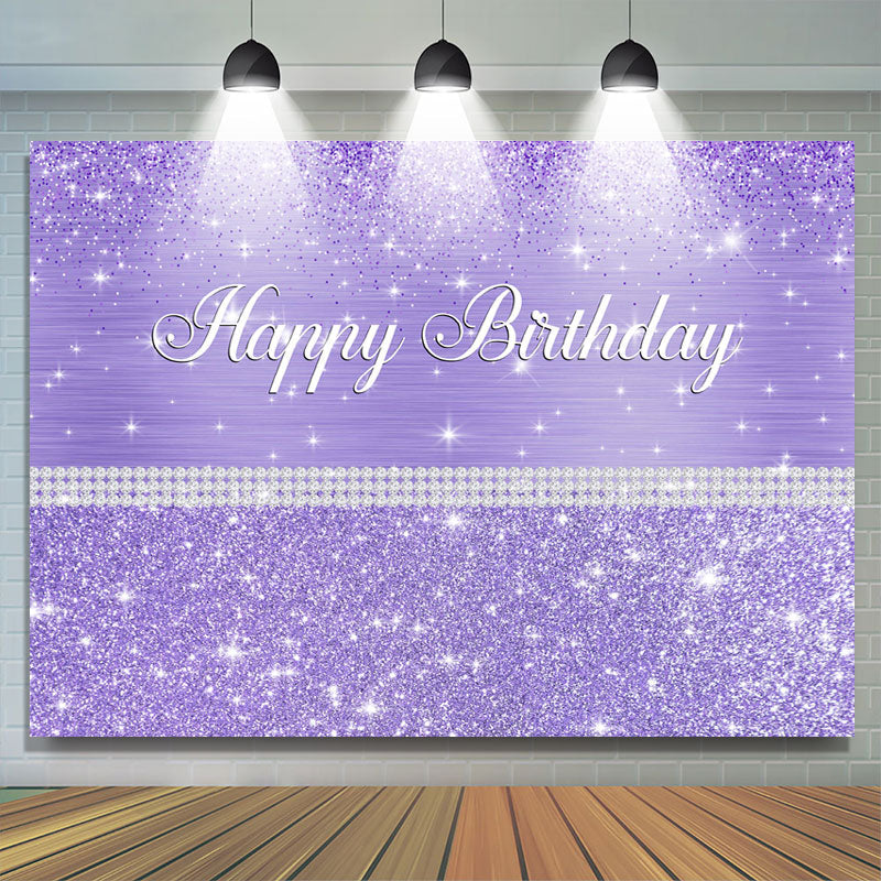 Lofaris Glitter And Purple Dots Pearl Happy Birthday Backdrop