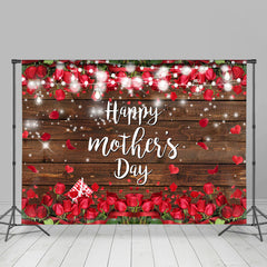 Lofaris Glitter And Red Rose Happy Mothers Day Backdrop