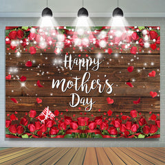 Lofaris Glitter And Red Rose Happy Mothers Day Backdrop