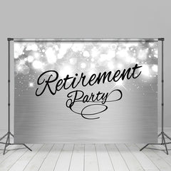 Lofaris Glitter And Silver Happy Retirement Party Backdrop