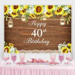 Lofaris Glitter And Sunflowers Happy 40Th Birthday Backdrop