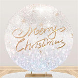 Load image into Gallery viewer, Lofaris Glitter And White Silver Merry Christmas Circle Backdrop