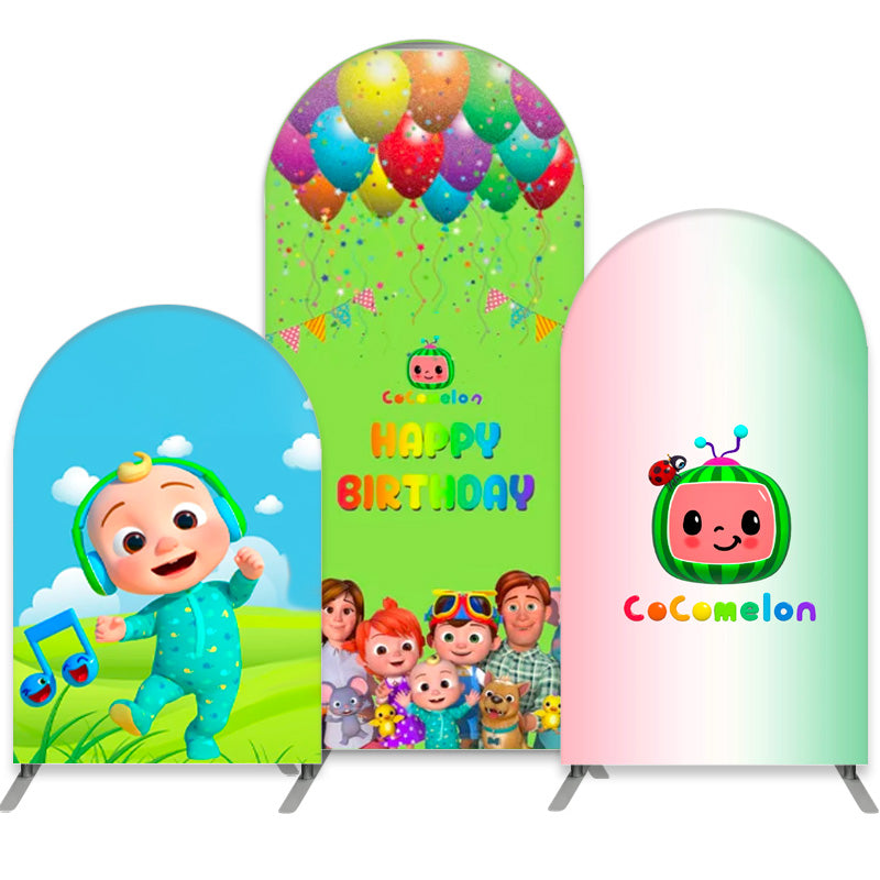 Lofaris Glitter Balloons Theme Cartoon Kids Birthday Arch Backdrop Kit