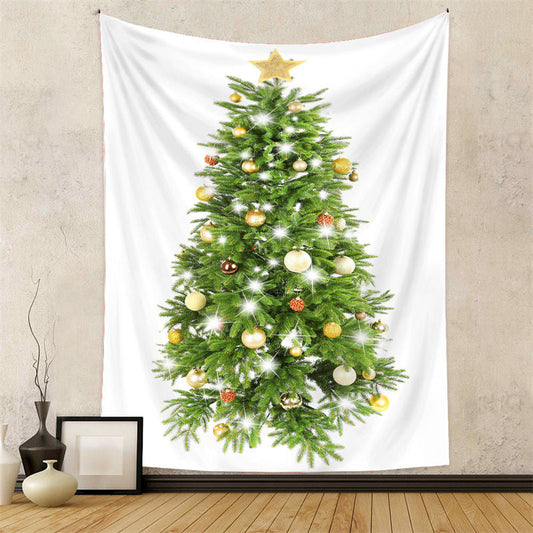 Lofaris Glitter Bauble Pinetree Christmas Tapestry Wall Deco