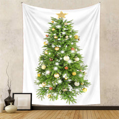 Lofaris Glitter Bauble Pinetree Christmas Tapestry Wall Deco