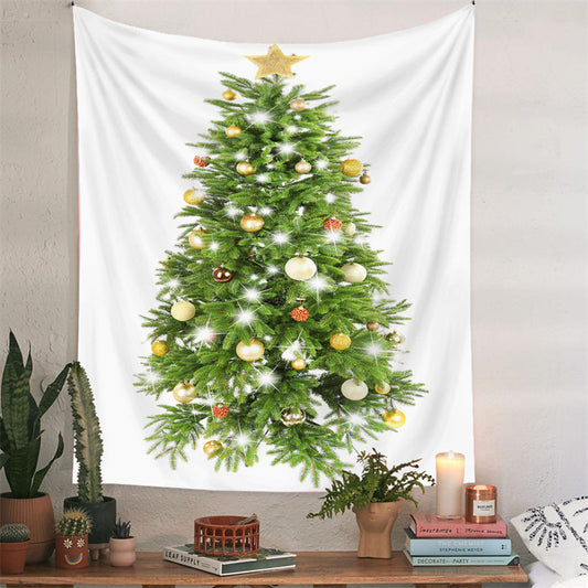 Lofaris Glitter Bauble Pinetree Christmas Tapestry Wall Deco