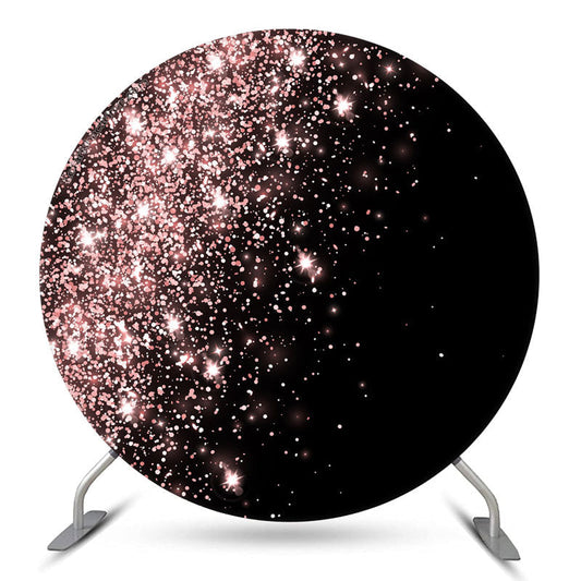Lofaris Glitter Black And Pink Theme Wedding Round Backdrop Kit
