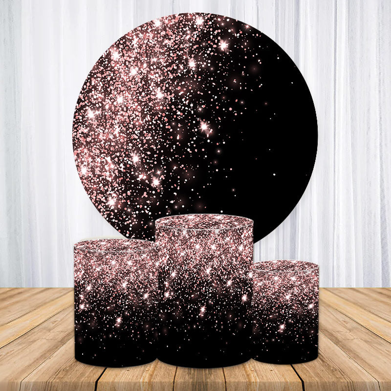 Lofaris Glitter Black And Pink Theme Wedding Round Backdrop Kit