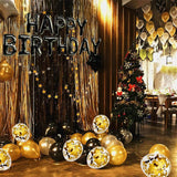 Load image into Gallery viewer, Lofaris Glitter Black Gold Balloons Party Decoration for Birthday