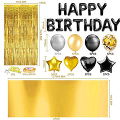 Lofaris Glitter Black Gold Balloons Party Decoration for Birthday