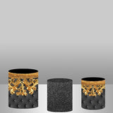 Load image into Gallery viewer, Lofaris Glitter Black Golden Backdrop Plinth Cylinder Cover Kit