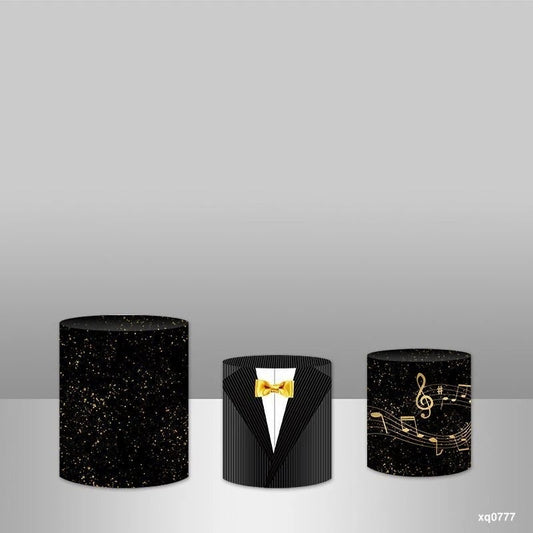 Lofaris Glitter Black Suit Backdrop Plinth Cylinder Cover Kit