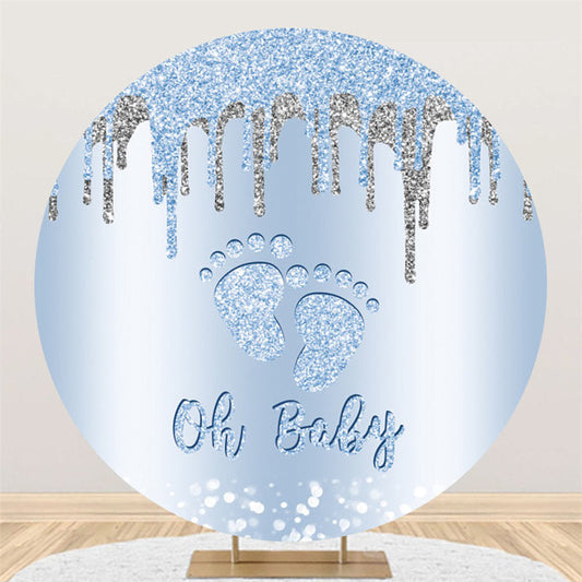 Lofaris Glitter Blue And Silver On Baby Feet Circle Backdrop