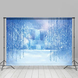 Load image into Gallery viewer, Lofaris Glitter Blue Iced Trees Wonderland Winter Backdrop