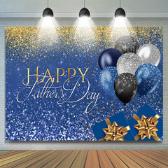 Lofaris Glitter Blue Silver Balloon Happy Fathers Day Backdrop