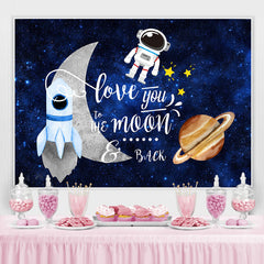 Lofaris Glitter Blue Space Astronaut Theme Birthday Backdrop