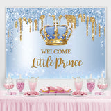 Load image into Gallery viewer, Lofaris Glitter Blue Welcome Little Prince Baby Shower Backdrop